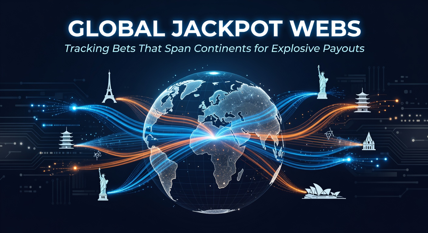 Digital globe with interconnected jackpot networks lighting up across continents, symbolizing bets flowing from Europe to Asia and beyond