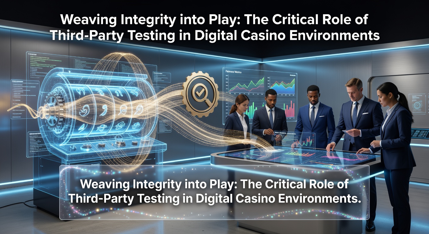 Technicians conducting third-party audits on digital casino software and random number generators in a secure lab environment